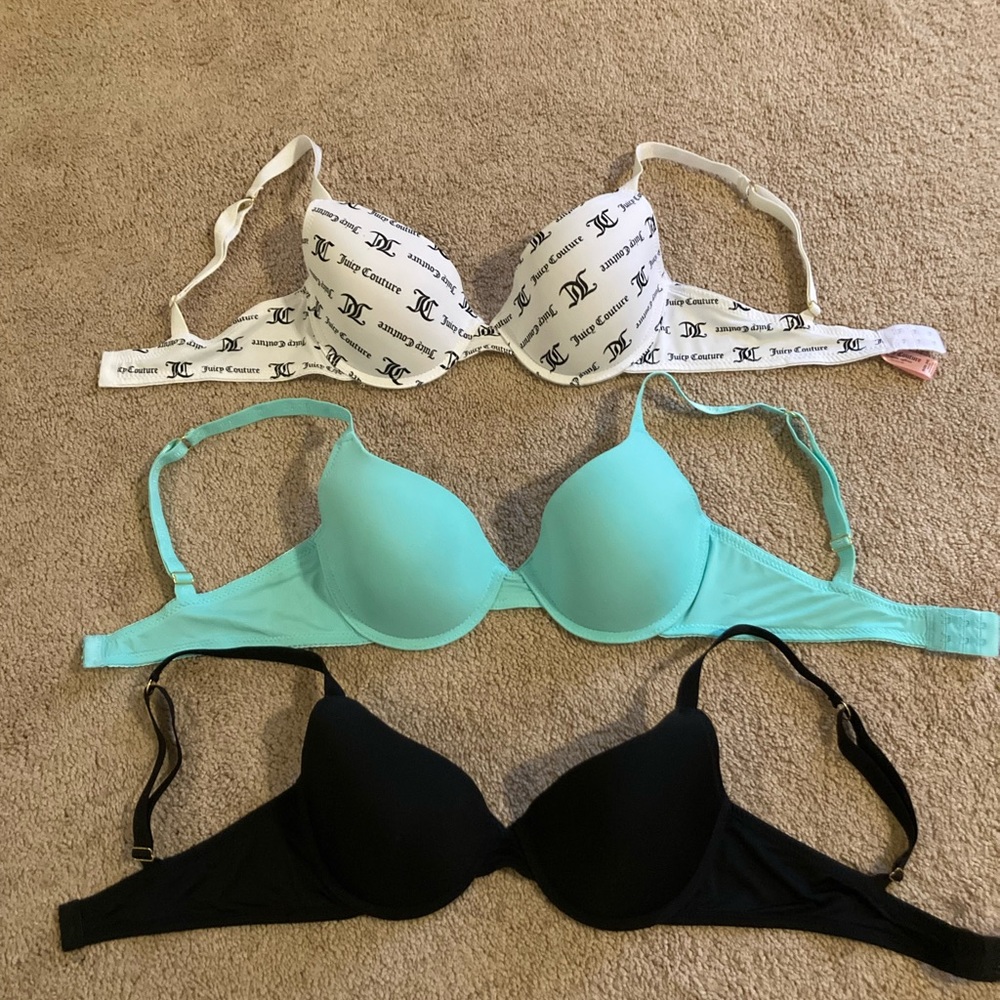 Juicy Couture Bra Set Bundle- Black, White, and Mint